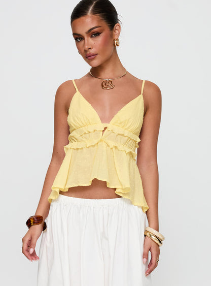 Blondelle Frill Detail Top Yellow