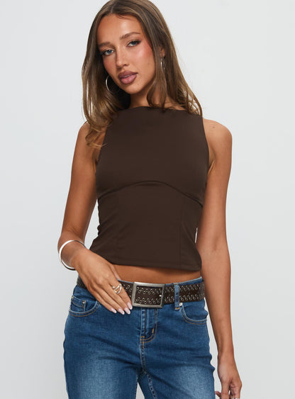 Georgetta Bust Detail Cami Top Brown