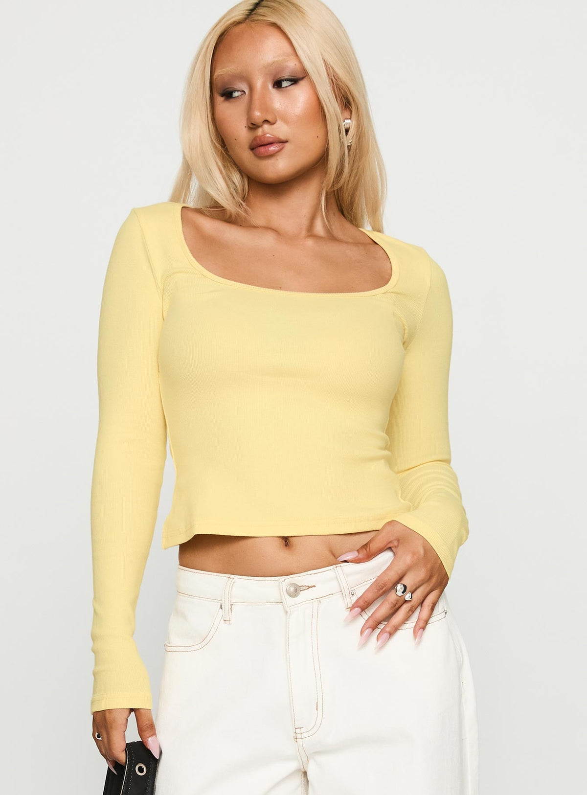 Baseline Rib Long Sleeve Top Yellow