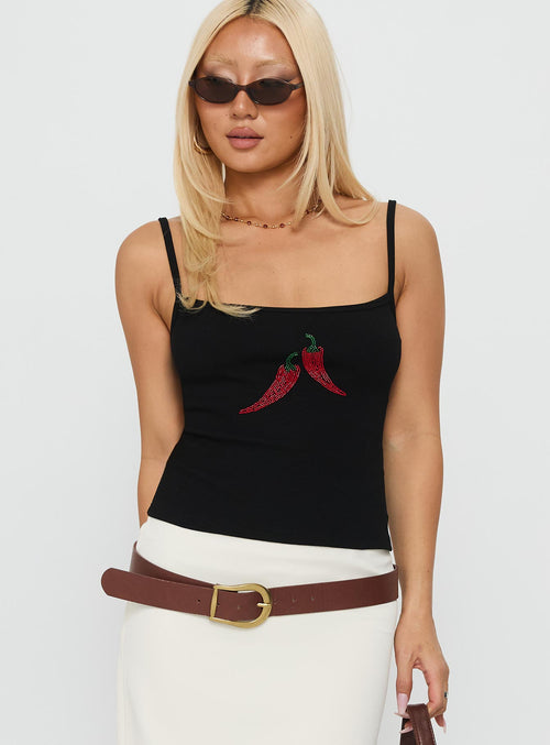 Sweetscape Bead Detail Cami Top Chilli / Black