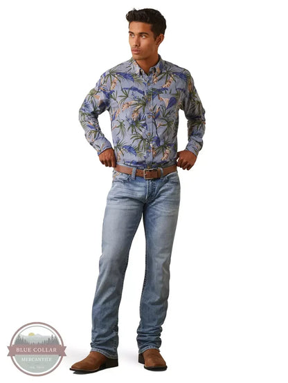Ariat 10043710 Classic Fit Long Sleeve Shirt in Paradise Palm Print Full View
