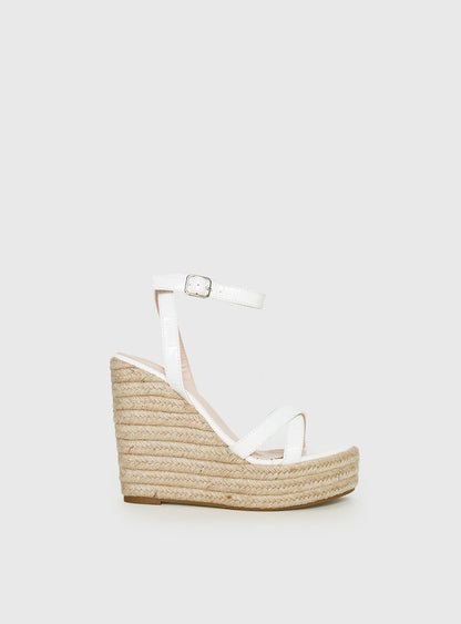 Jesper Espadrille Wedged Heels White Croc