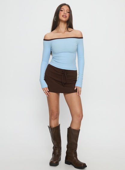 Baseline Off Shoulder Top Blue / Brown