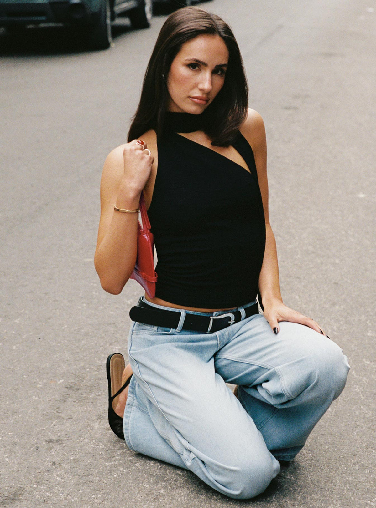 Anderstone Neck Tie Top Black