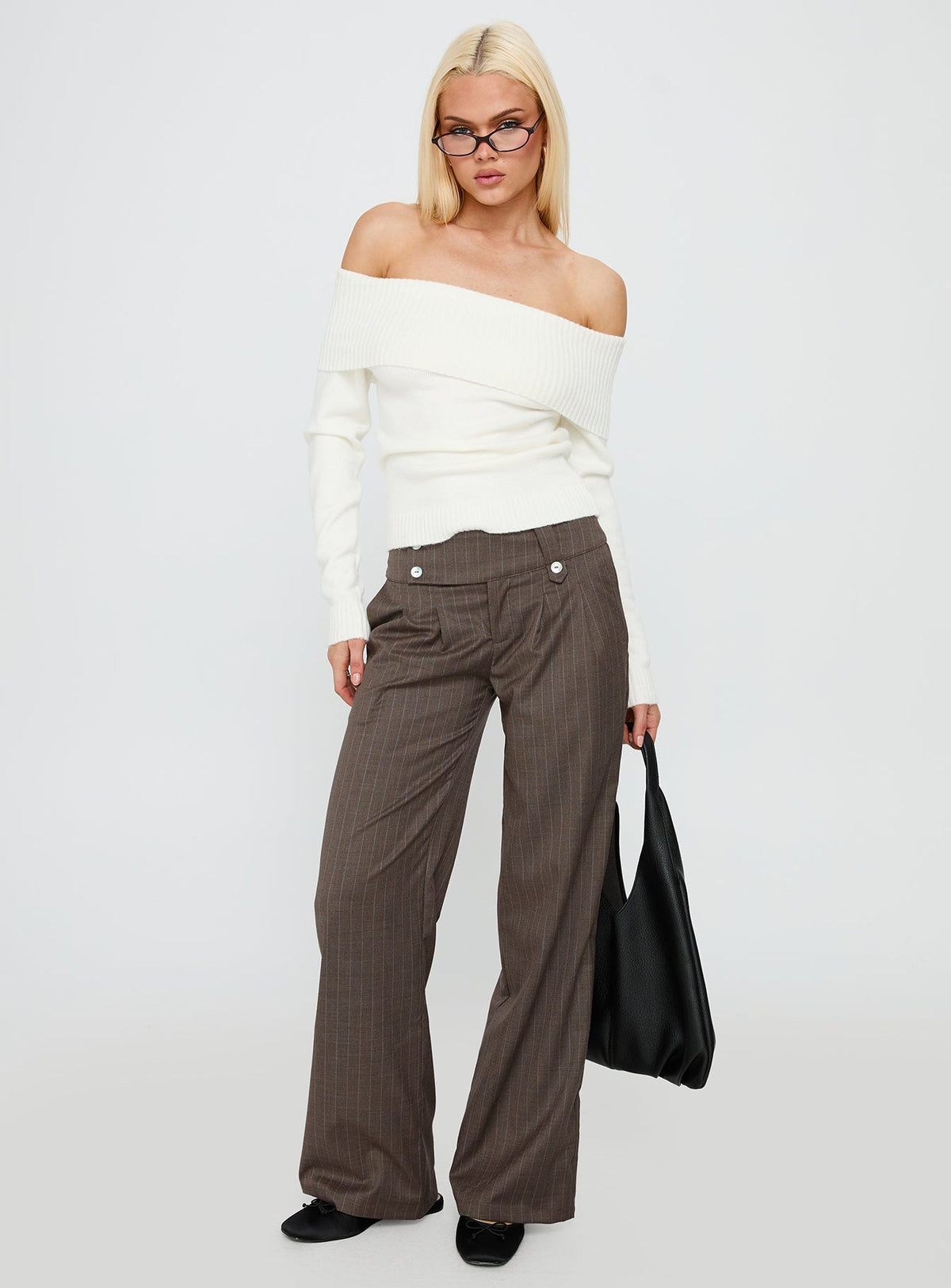 One For Me Off The Shoulder Jumper White
