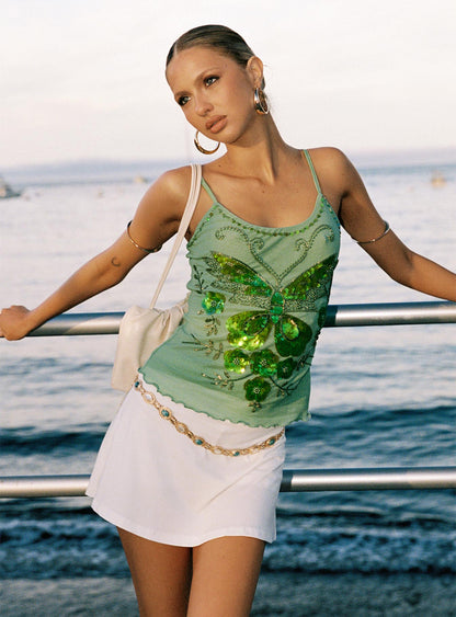 Start Of Summer Sequin Top Green