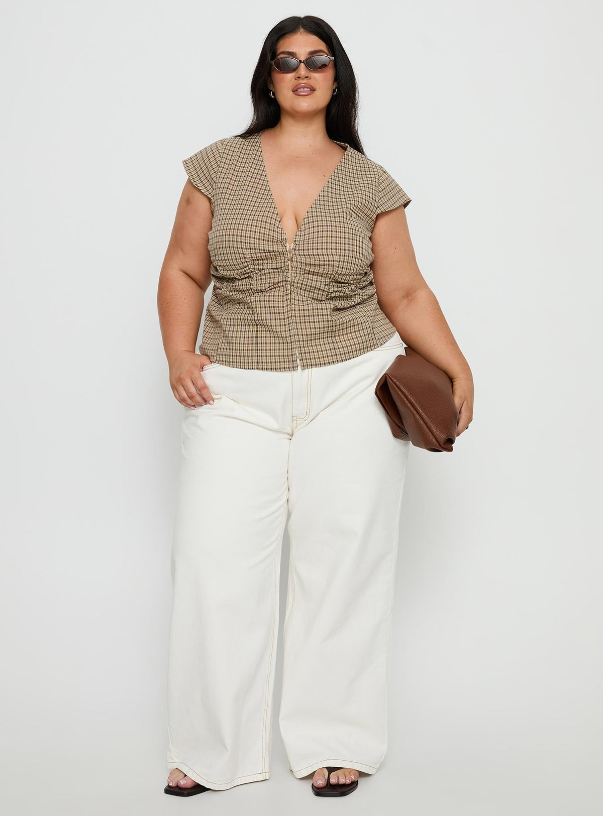 Indulgence Corset Top Beige Check Curve