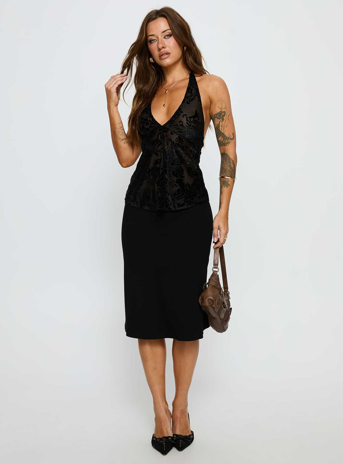 Eccentric Halter Top Black