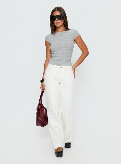 Nyren Low Back Boatneck Top White / Black Stripe