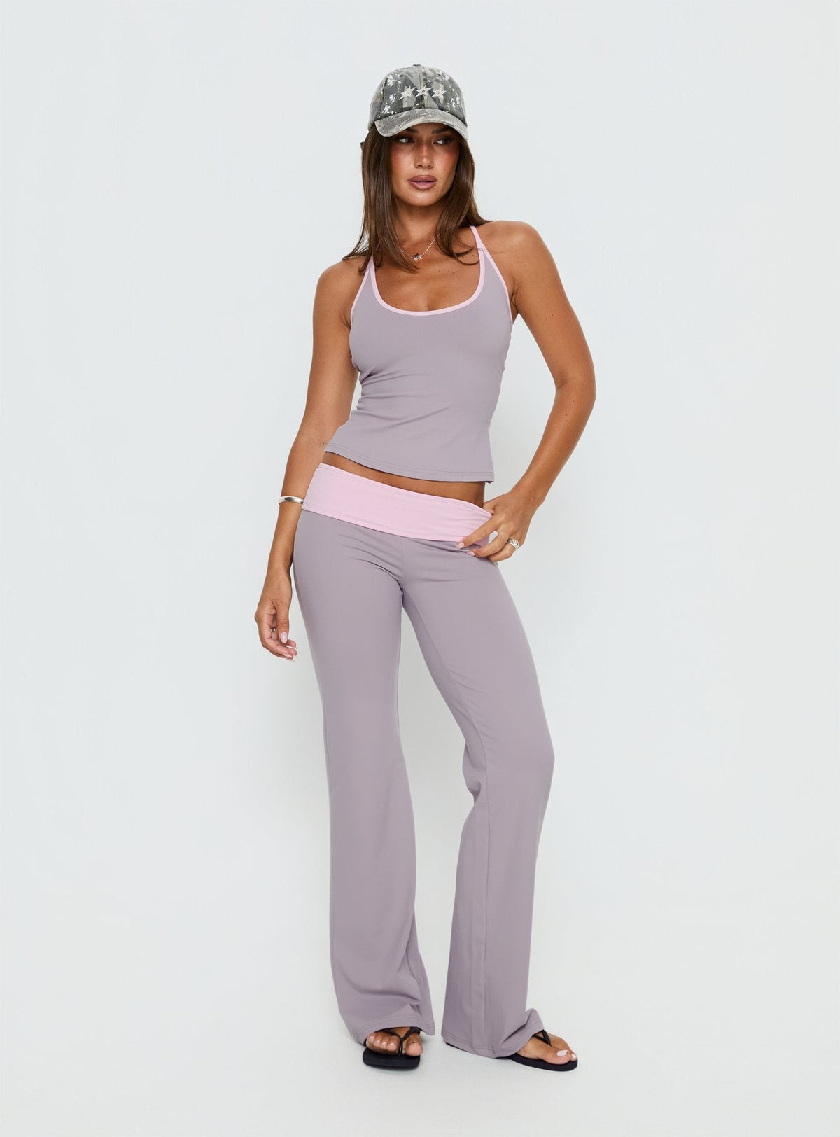 Kobee Jersey Halter Top Slate / Dusty Pink