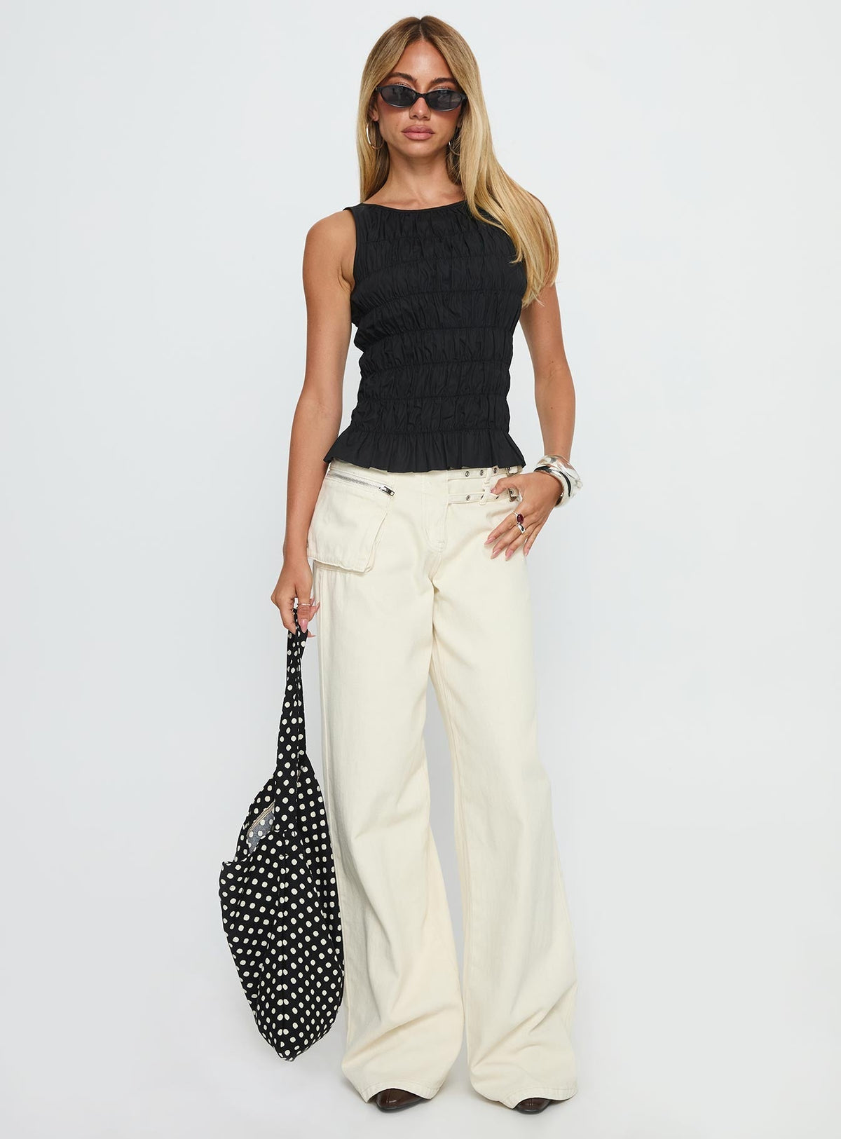 Marleene Shirred Top Black