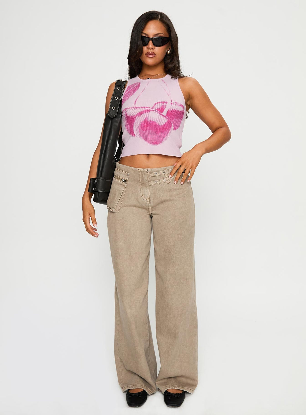 Halftone Cherry Graphic Top Pink