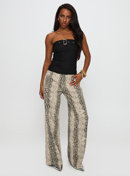 Satellite Strapless Buckle Detail Top Black