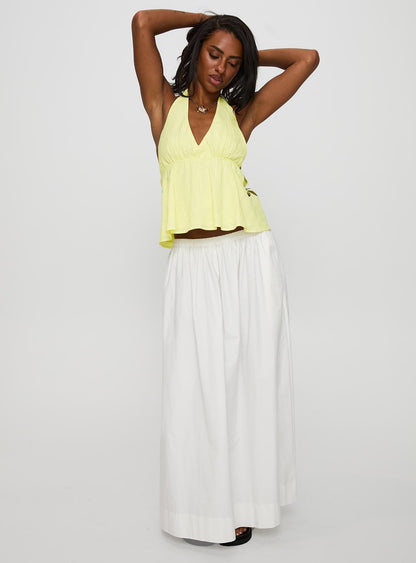 Just Want You Halter Floral Cut Out Top Yellow