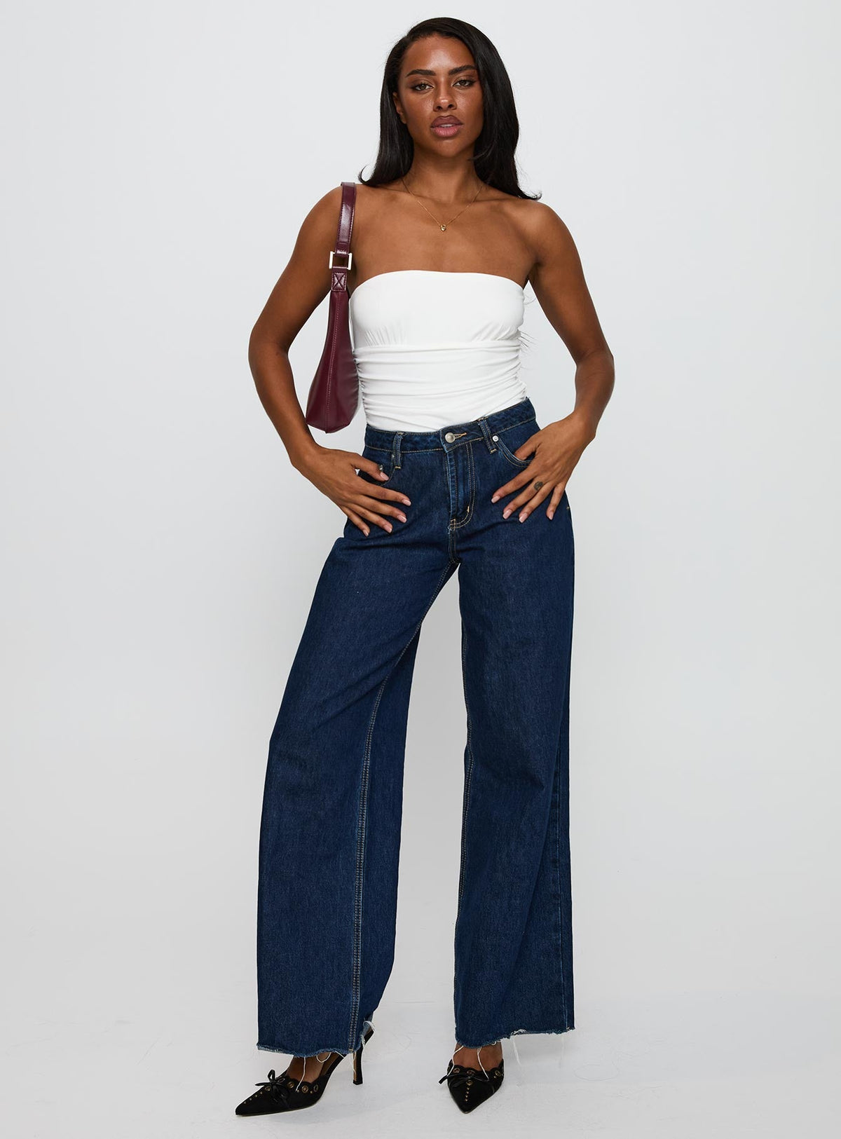 Coincidence Strapless Ruched Bodysuit White