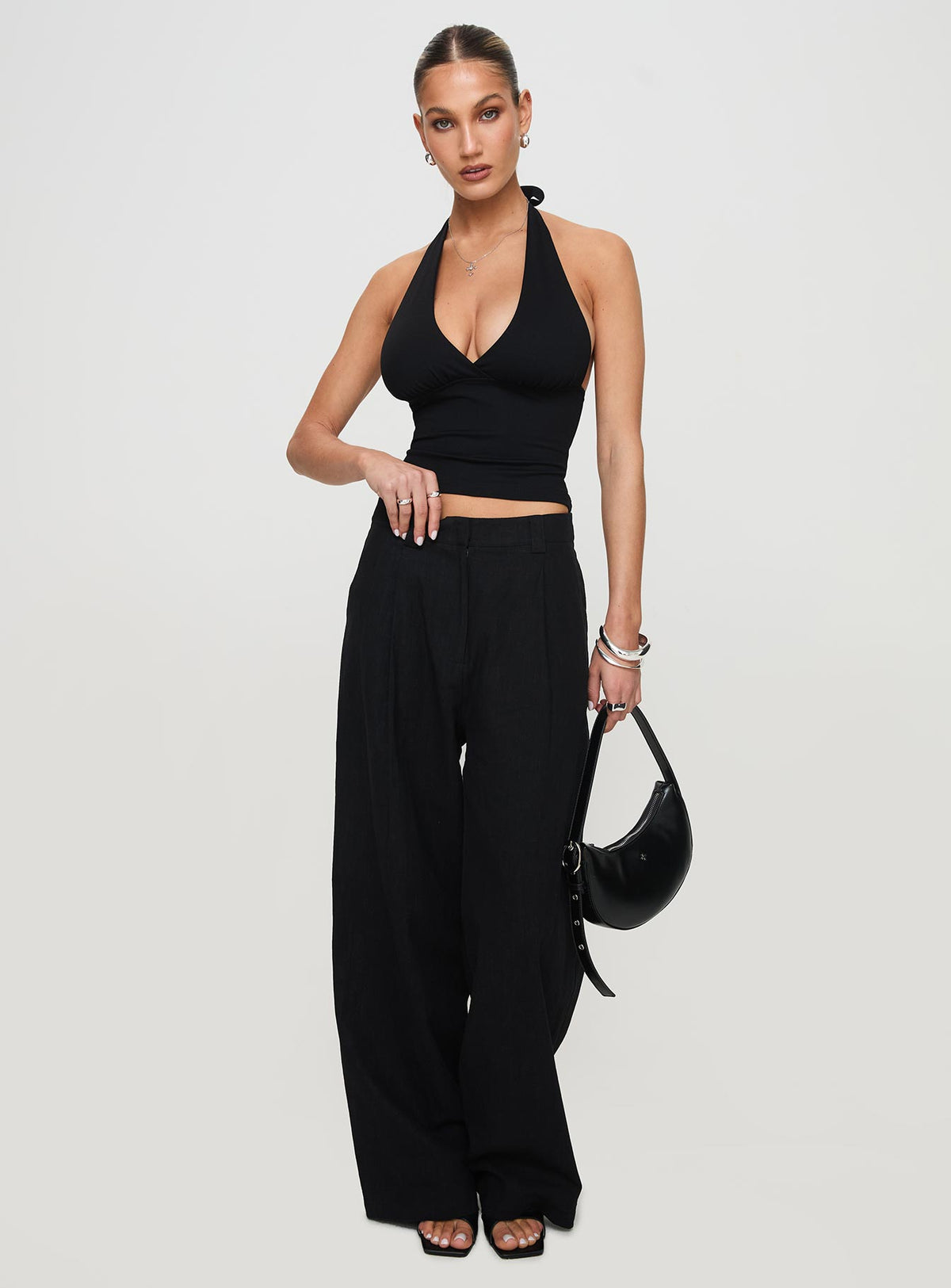Whimsy Halter Top Black Petite
