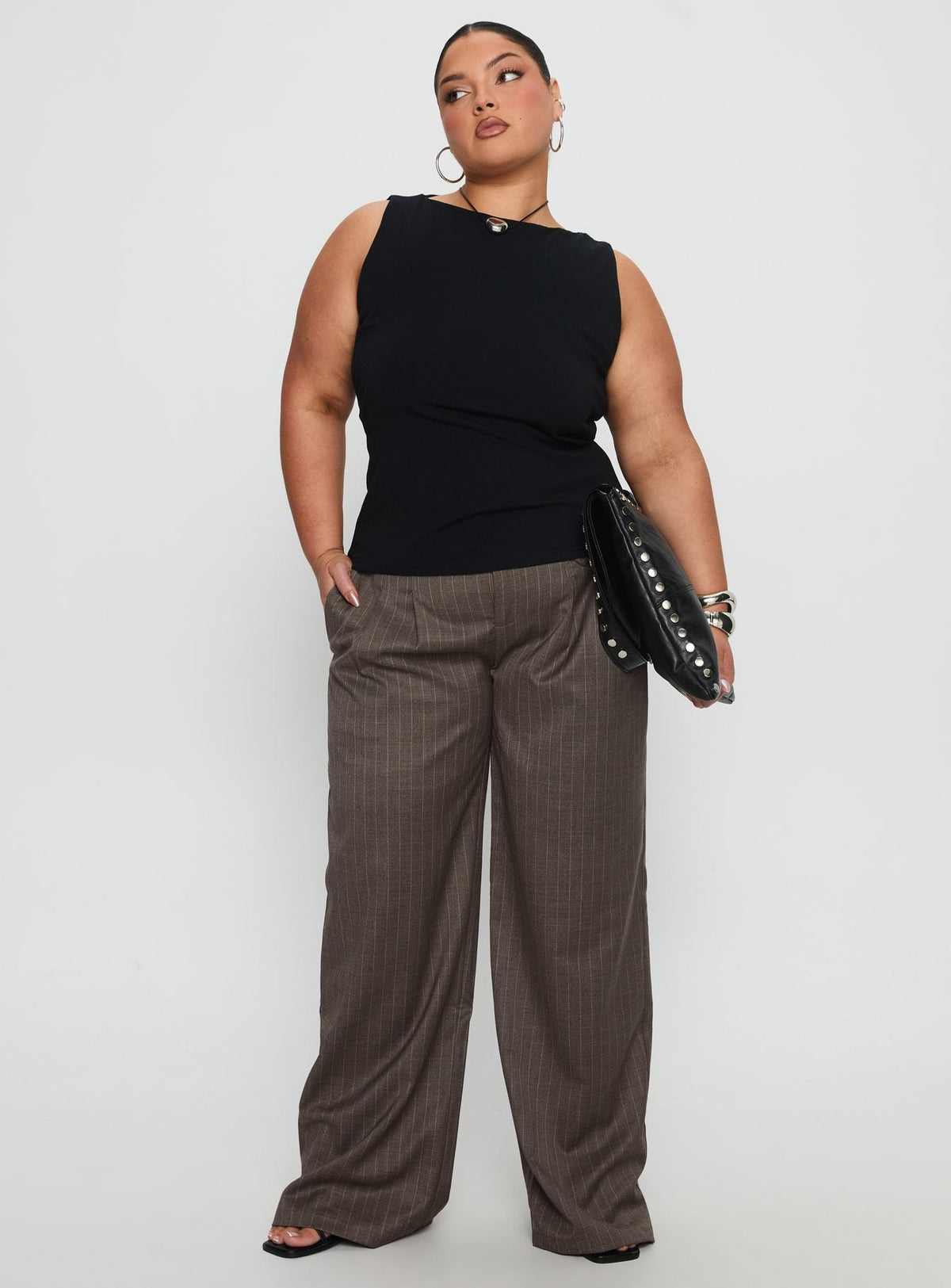 Lose Your Number High Neck Top Black Curve