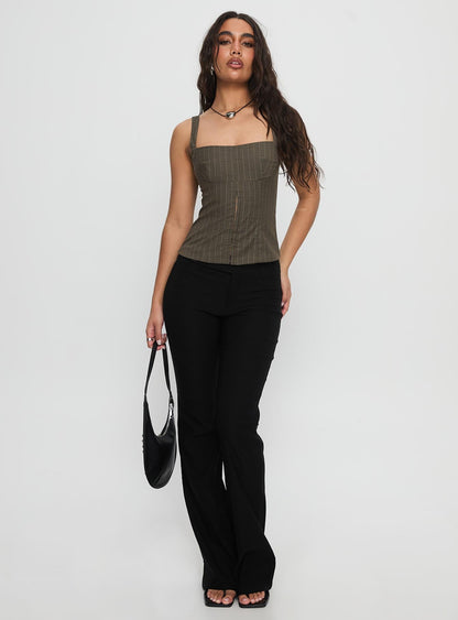 Nylen Tailored Suiting Top Brown Pinstripe