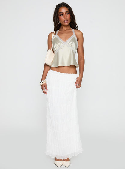 Unlocked Lace Trim Top Beige