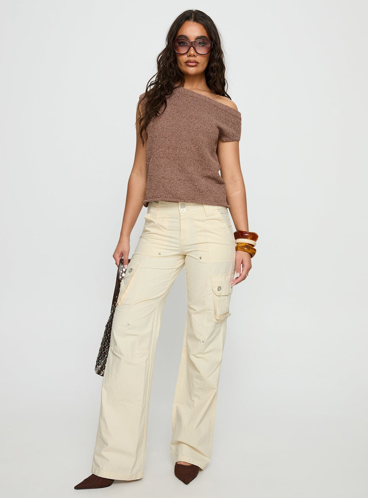 Ashfield Off Shoulder Top Brown