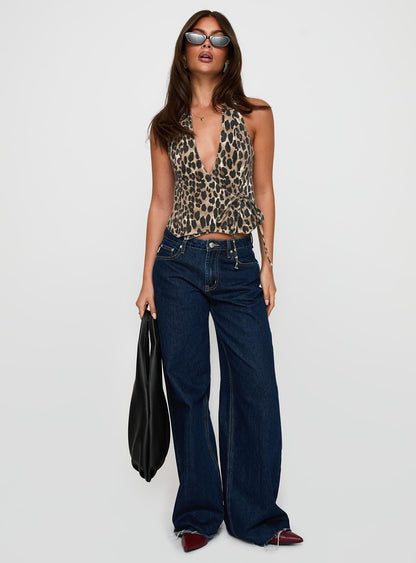 Feel This Way Wrap Top Leopard