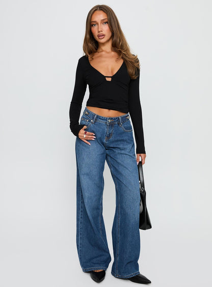 Sold On You Long Sleeve Top Black