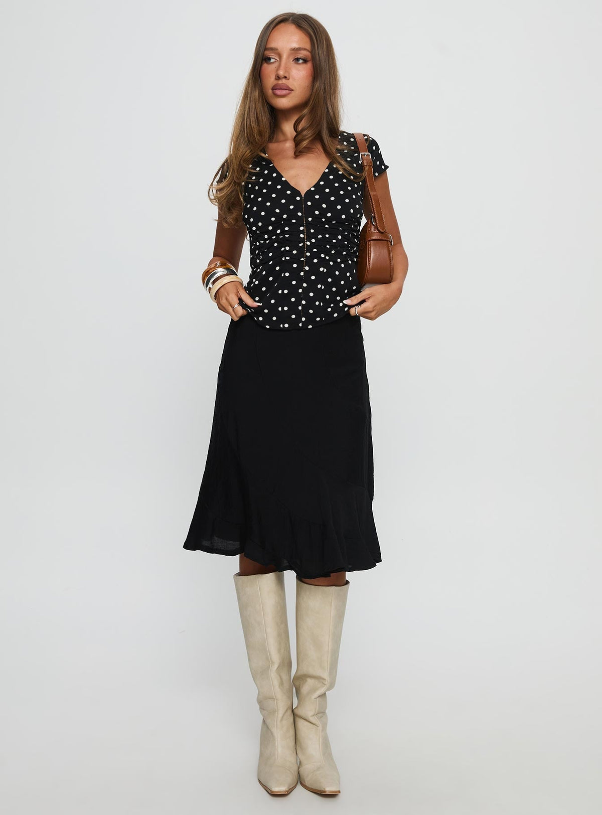 Indulgence Corset Top Black Polka Dot
