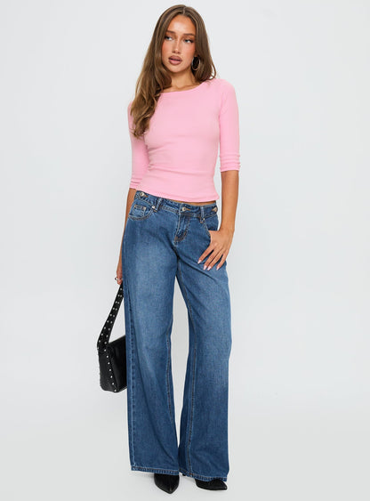 Elaia 3/4 Sleeve Top Pink