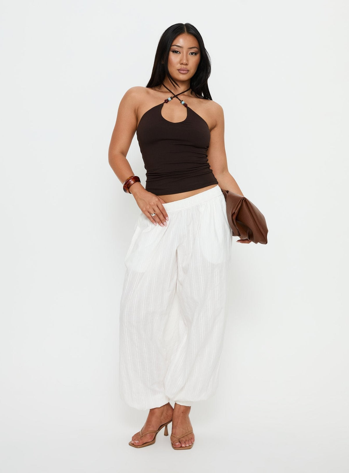Manika Bead Detail Top Chocolate