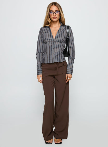 New Favourite Top Grey Stripe