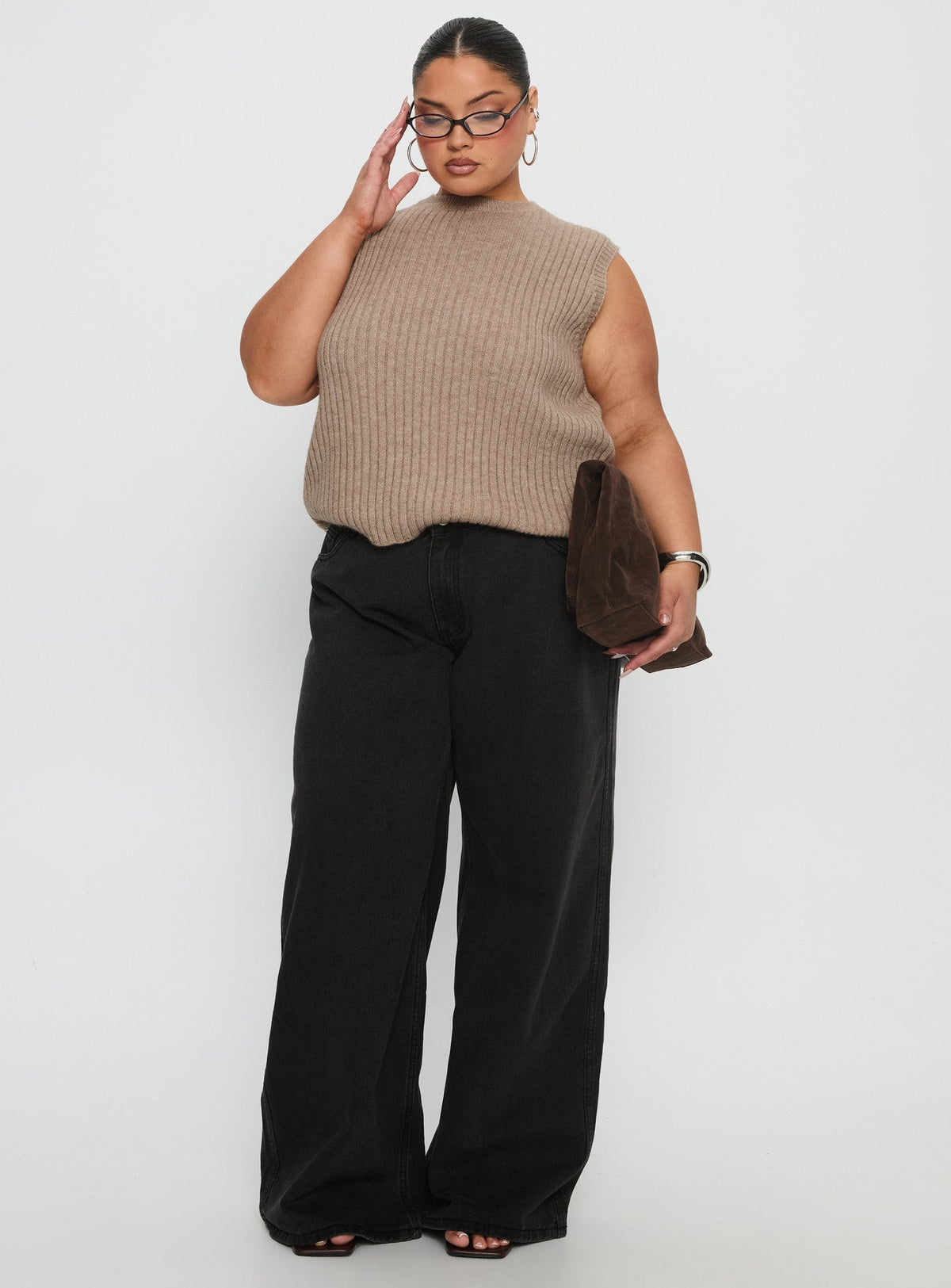Jessabell Rib Sleeveless Top Mocha Curve