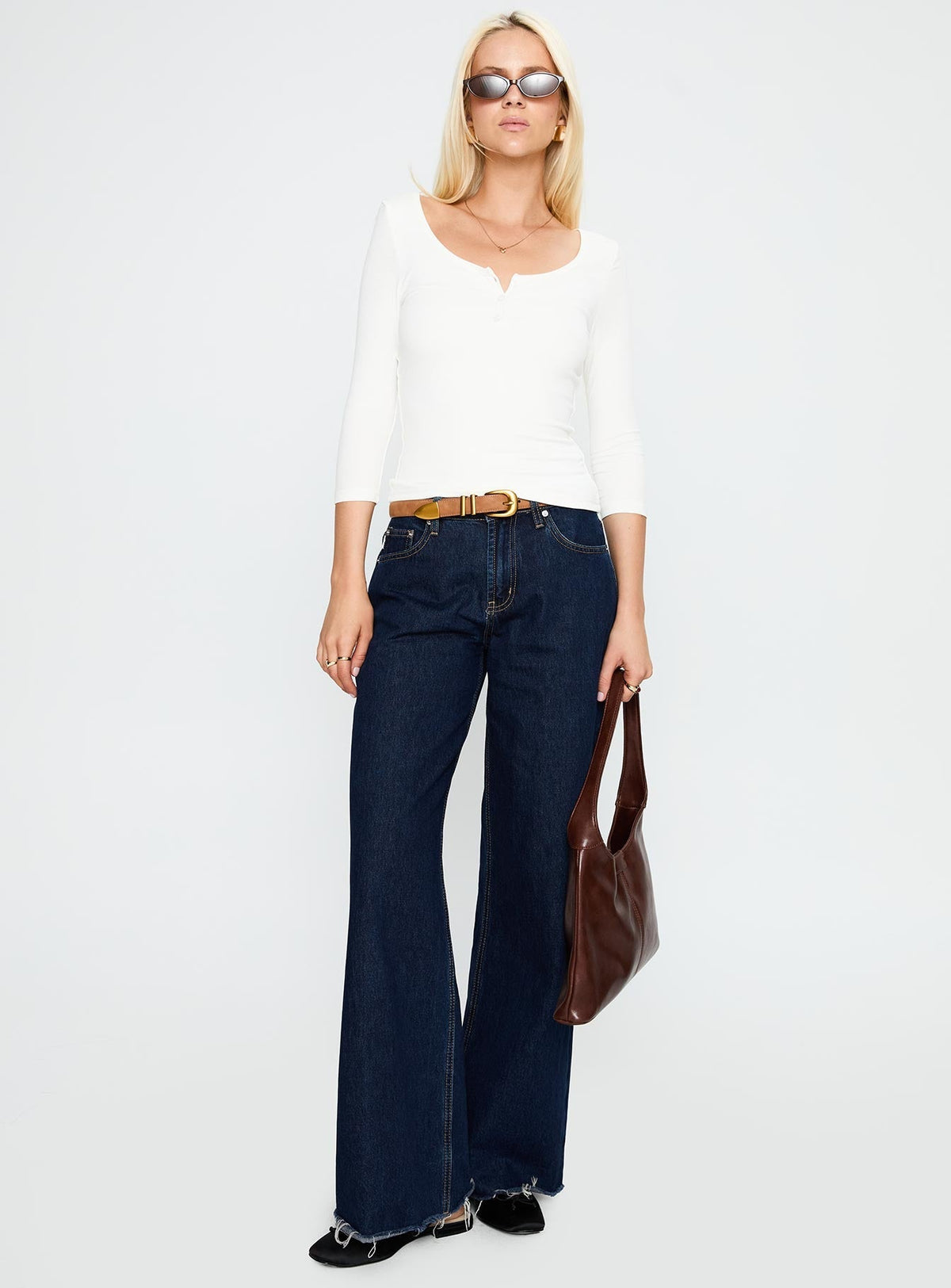 Desirae 3/4 Sleeve Top White