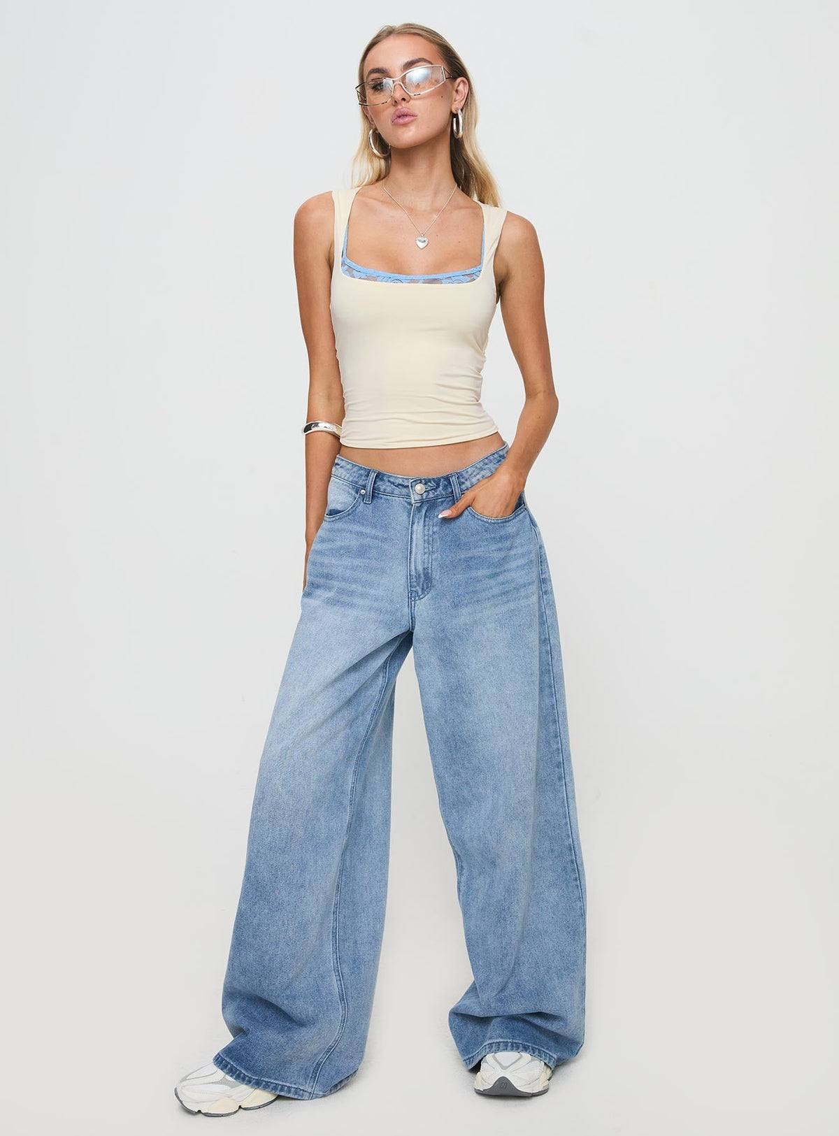 Back In Time Top Cream / Blue