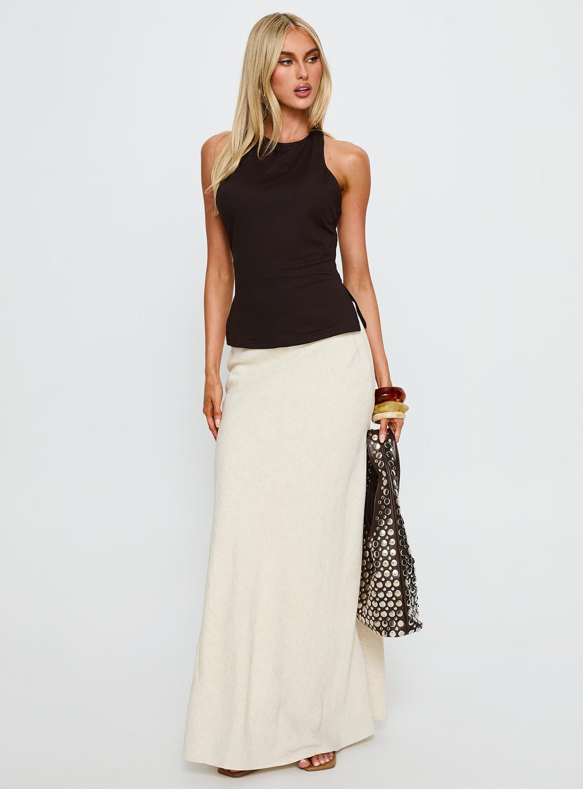 Harlene Back Detail Top Brown