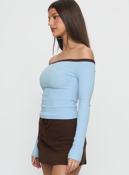 Baseline Off Shoulder Top Blue / Brown