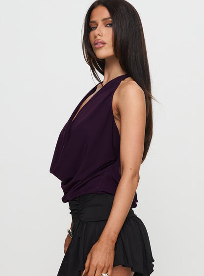 Carefree Days Cowl Neck Top Purple