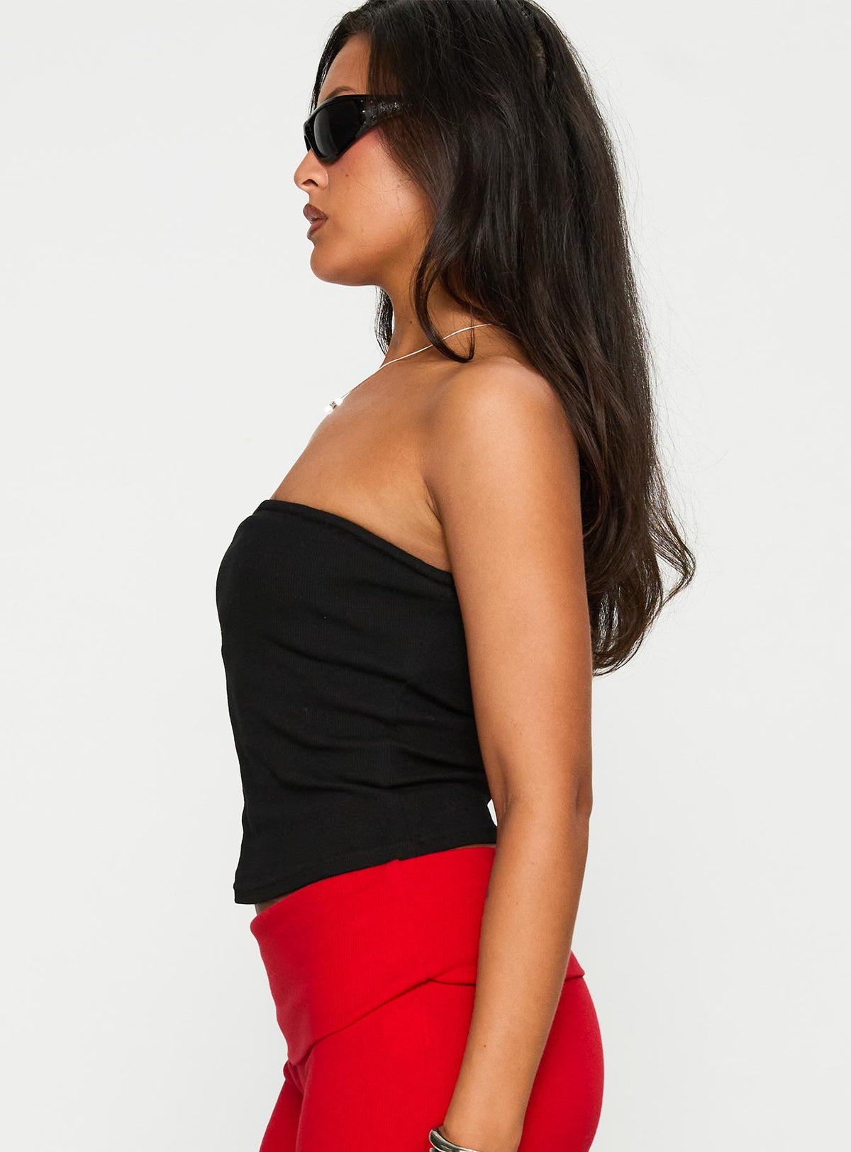Baseline Strapless Rib Top Black