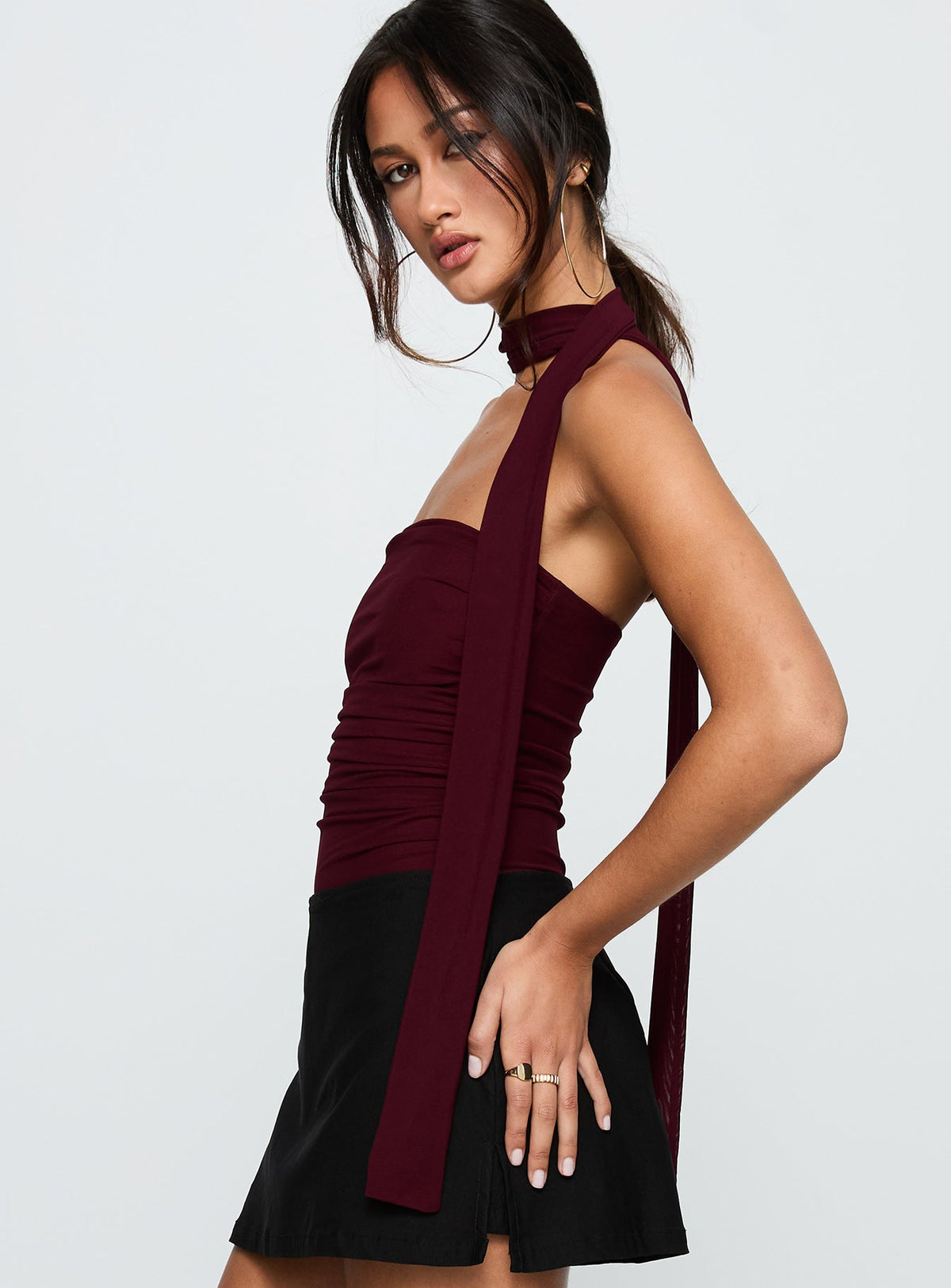 Sorelle Scarf Bodysuit Burgundy