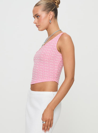 Lithay One Shoulder Top Pink