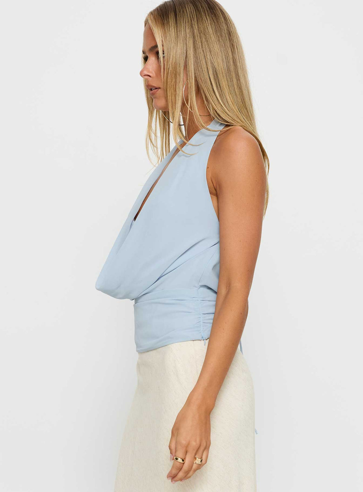 Treat You Better Plunge Hardware Detail Top Blue