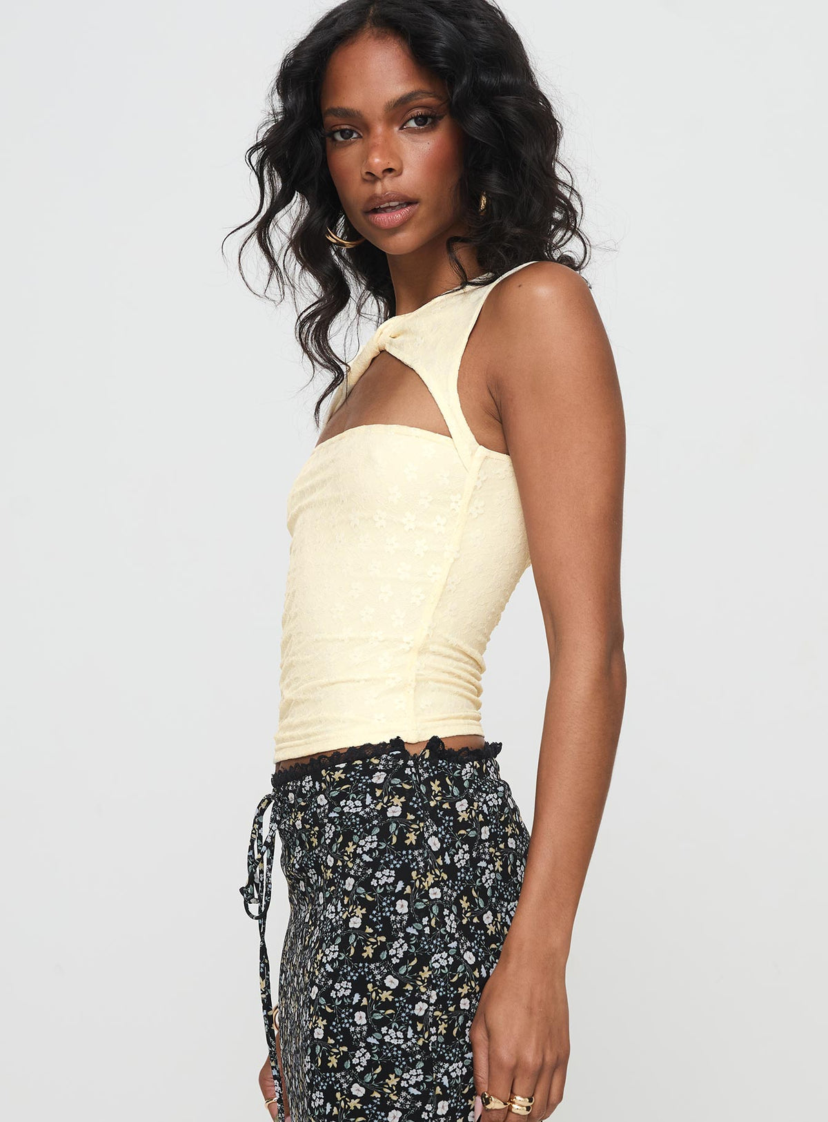 Martiney Twisted Tank Top Yellow