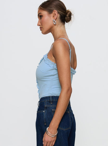 Rhyde Plunging Frill Bodysuit Blue