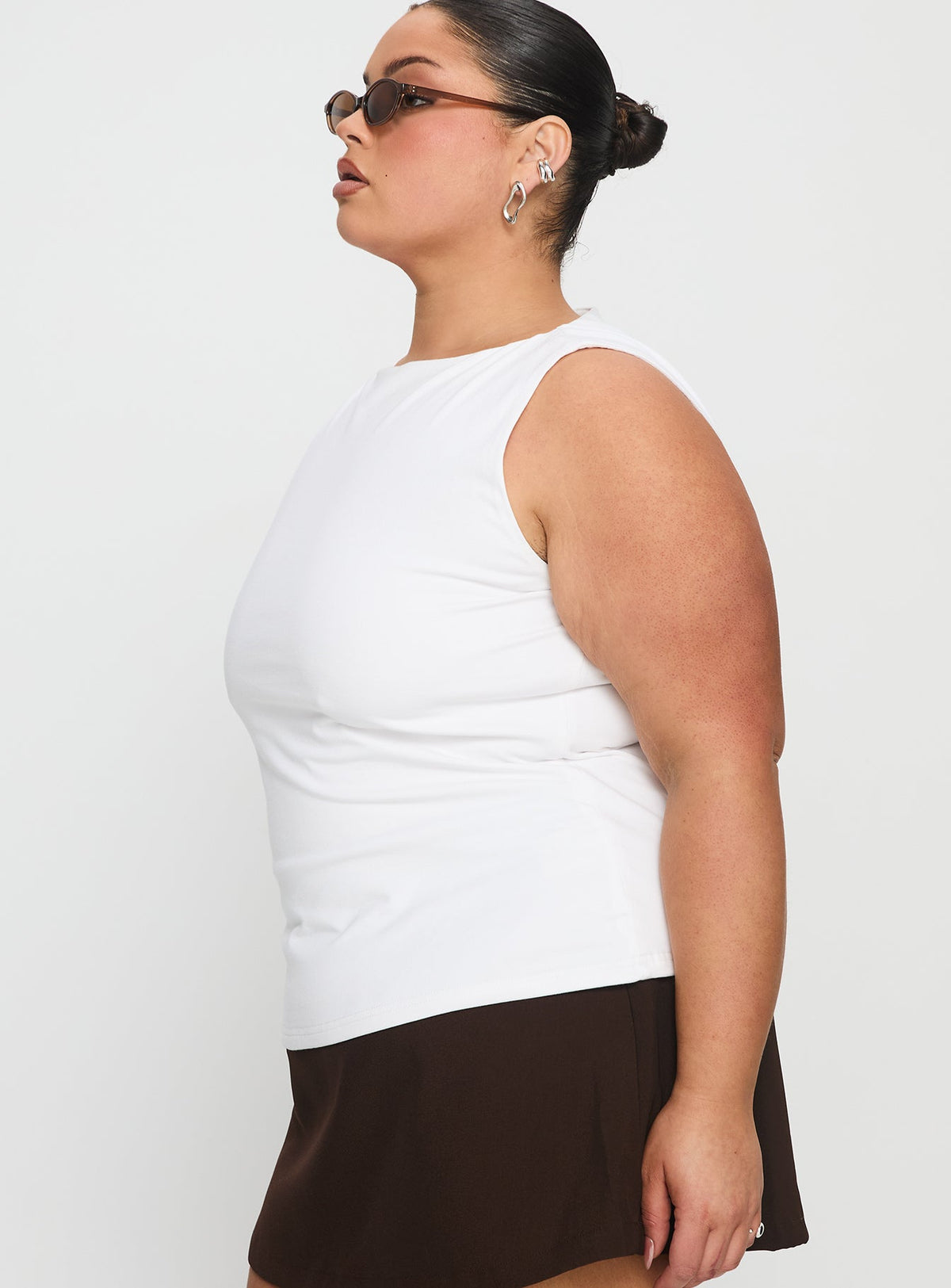 Lose Your Number High Neck Top White Curve