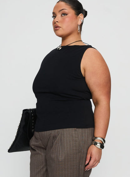Lose Your Number High Neck Top Black Curve