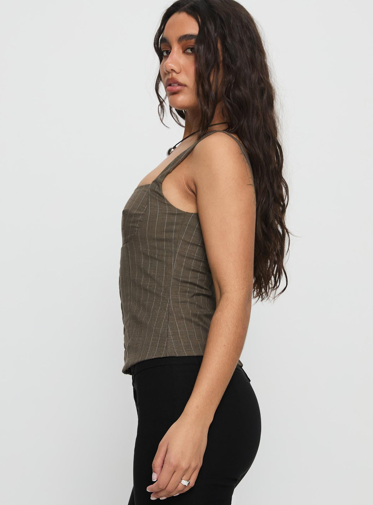 Nylen Tailored Suiting Top Brown Pinstripe