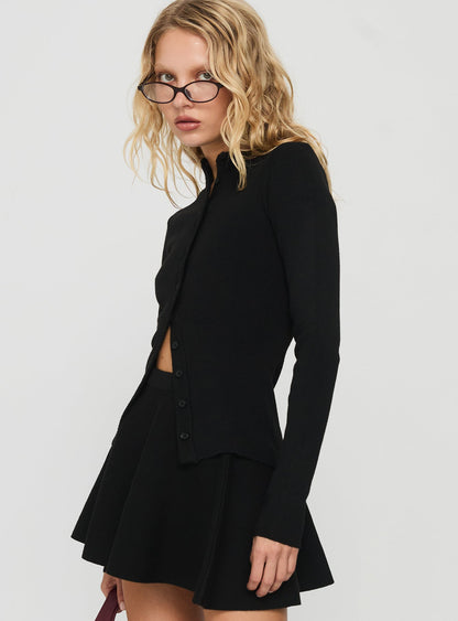 Juni Long Sleeve Knit Top Black