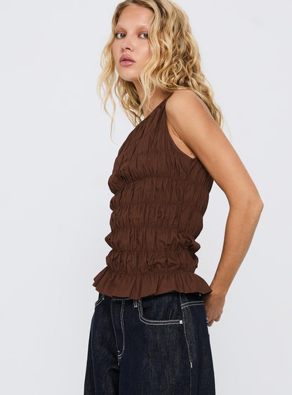 Marleene Shirred Top Chocolate