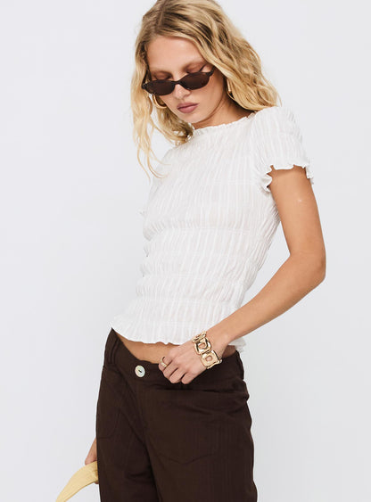 Romelle Shirred Top White