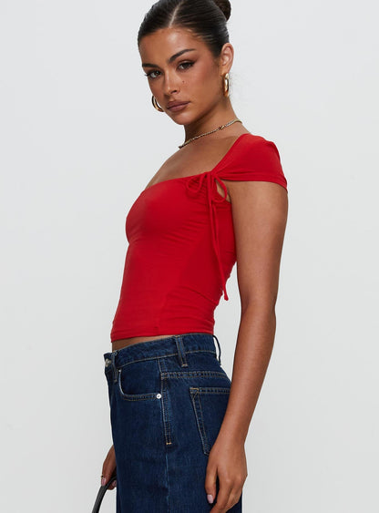 Daena Tie Detail Top Red
