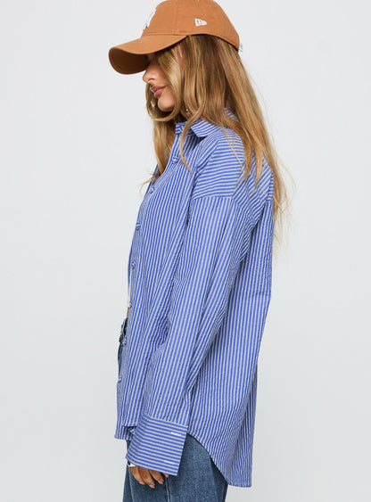 Mallin Shirt Mid Blue Stripe